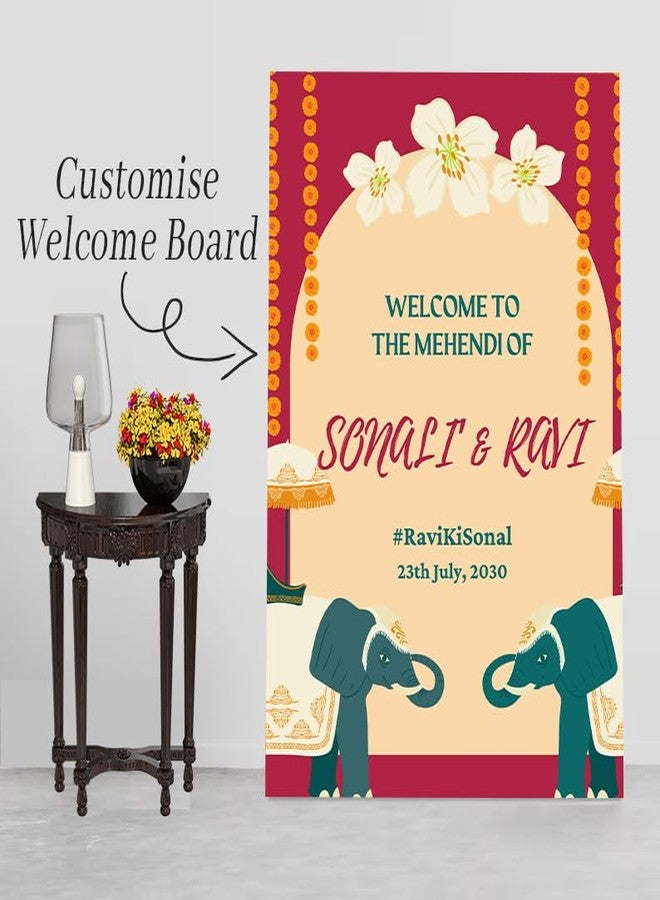 ثيم ماي بارتي لوحة ترحيب مخصصة لحفل الحناء الهندي التقليدي - لوحة ترحيب لحفل الحناء الهندي قبل الزفاف - لوحة ترحيب لحفل الحناء الهندي - Image 3